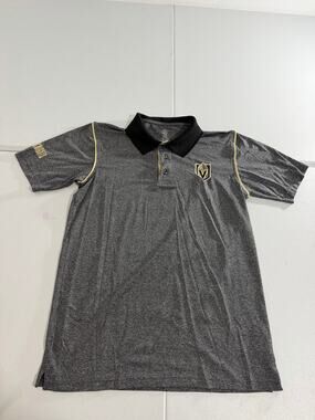 Vegas Golden Knights Polo Shirt Mens Medium Gray Black NHL Hockey Embroidered